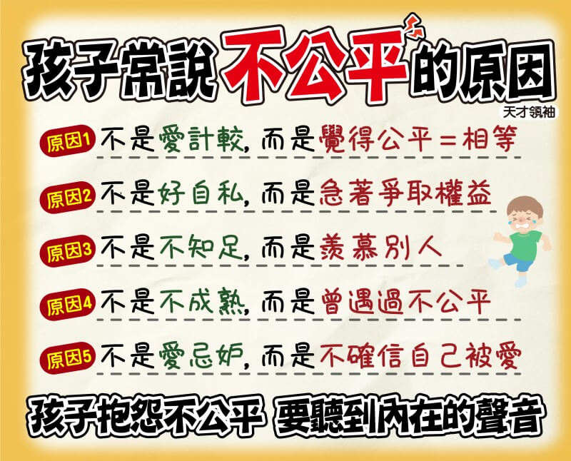 孩子常說不公平,其實心裡是這樣想 | 天才領袖