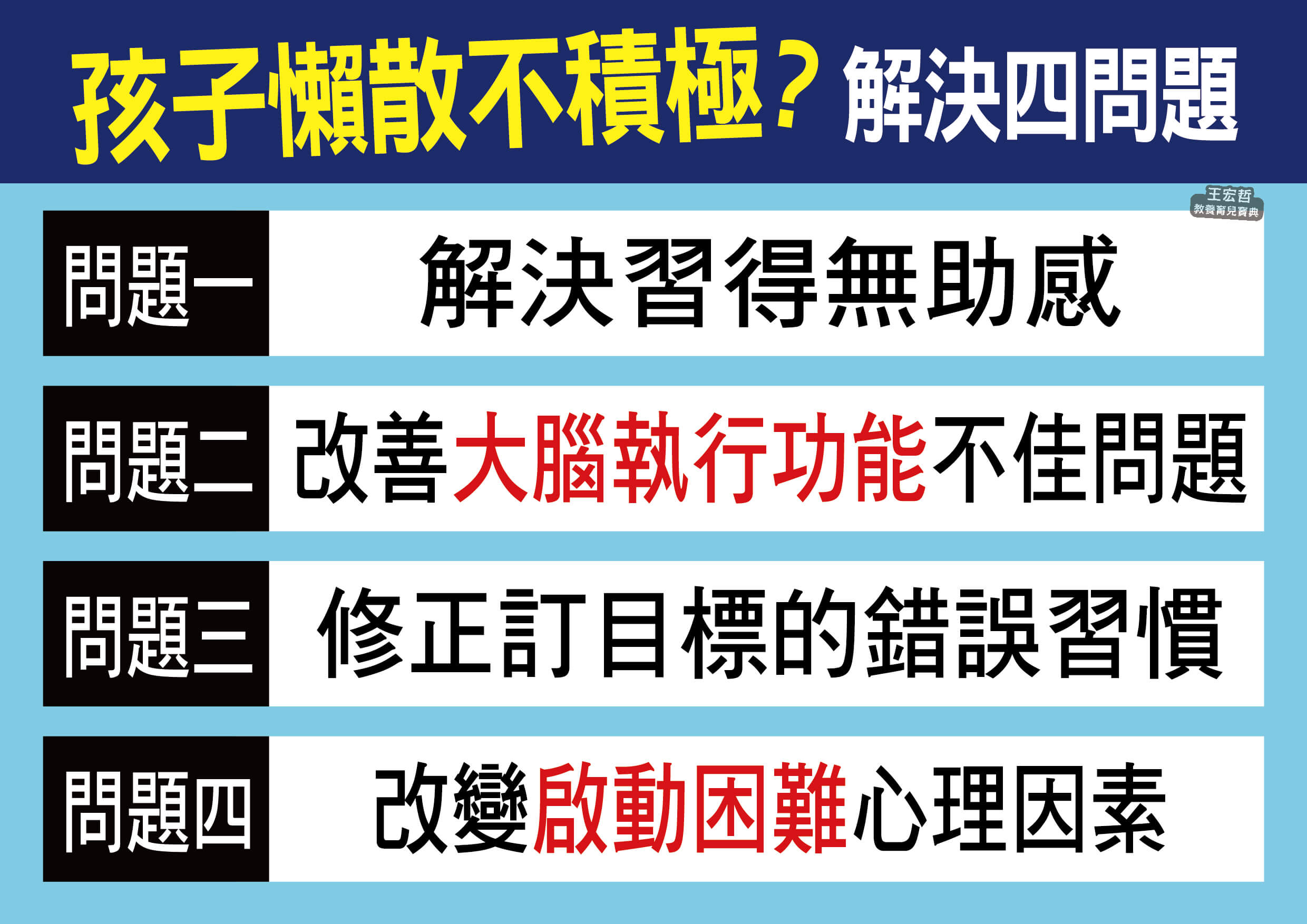如果您的孩子符合三項以上，那麼「懶散」可能已經從單一行為演變成一種慣性模式，這種模式如果不經由專業的引導與調整，隨著年級增長，孩子並不會自動變得積極，反而可能因為挫折感累積，演變成以下更難處理的心理問題。